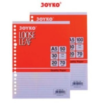 

Amberela - Kertas Binder Loose Leaf Joyko A5 100 Lembar / Isi Refill Kertas File