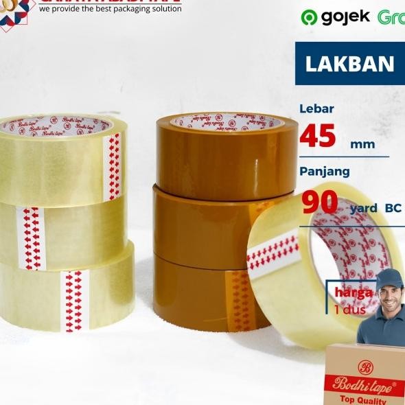 

Lakban Bodhi Tape 45Mm X 90 Yard Bc #Khusus Grab/Gojek# Per Dus