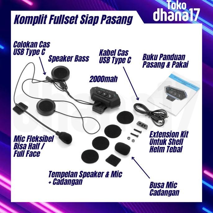 Bt12Plus Bluetooth Helm | Bt12 Plus | Bt12+ | Bukan Intercom