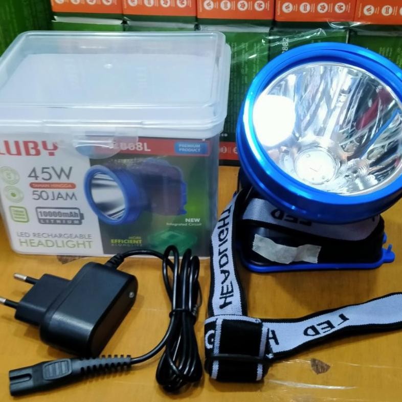 Diskon Luby Senter Kepala Cas Led 45W Body Besar L-2868L Cahaya Putih & L-2868K Cahaya Kuning 2868 T