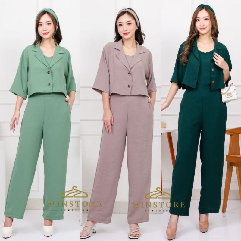 Setelan Celana Panjang Baju Satu Set Setelan Baju Terbaru 2024 Stln Pakean Perempuan Dewasa Korea 1 