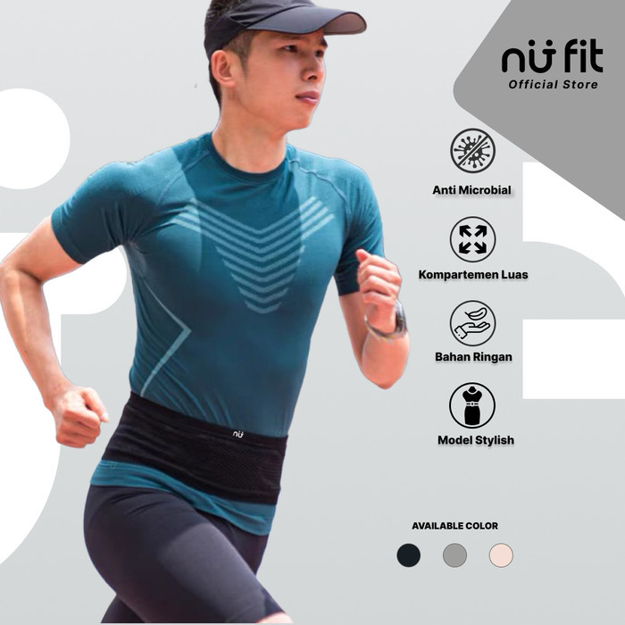 Nu Fit - Running Belt / Tas Pinggang Elastis / Tas Lari Pria Elastis