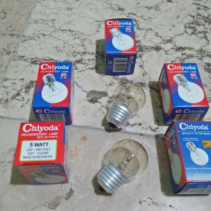 Baru (12) Lampu bohlam/ lampu pijar 5 w kecil Chiyoda clear/ bening ekosss Segera Dapatkan