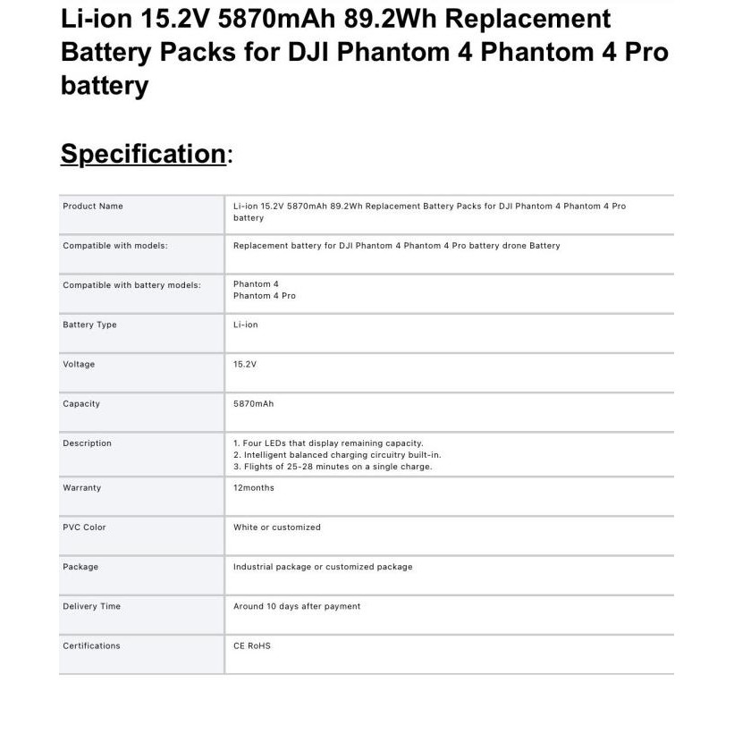 Battery Drone Dji Phantom 4 Pro - Garansi - Battery Batre