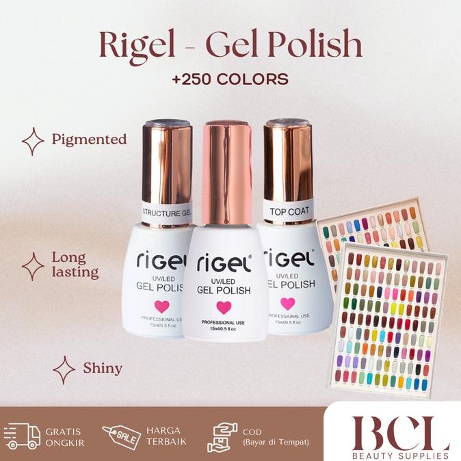 Rigel Polish 15ml Kutek Gel Shiny Pigmented Super Awet Rigel Taiwan