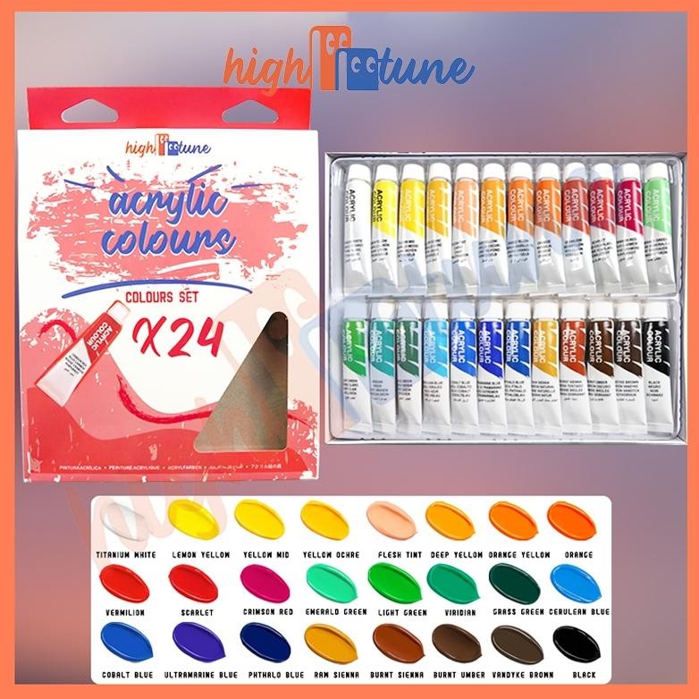 

th-23 Hightune Acrylic Paint Set Cat Akrilik Set 12/24 Warna 10ml Lukis Kanvas Maries Acrylic Dasar/Primer Murah