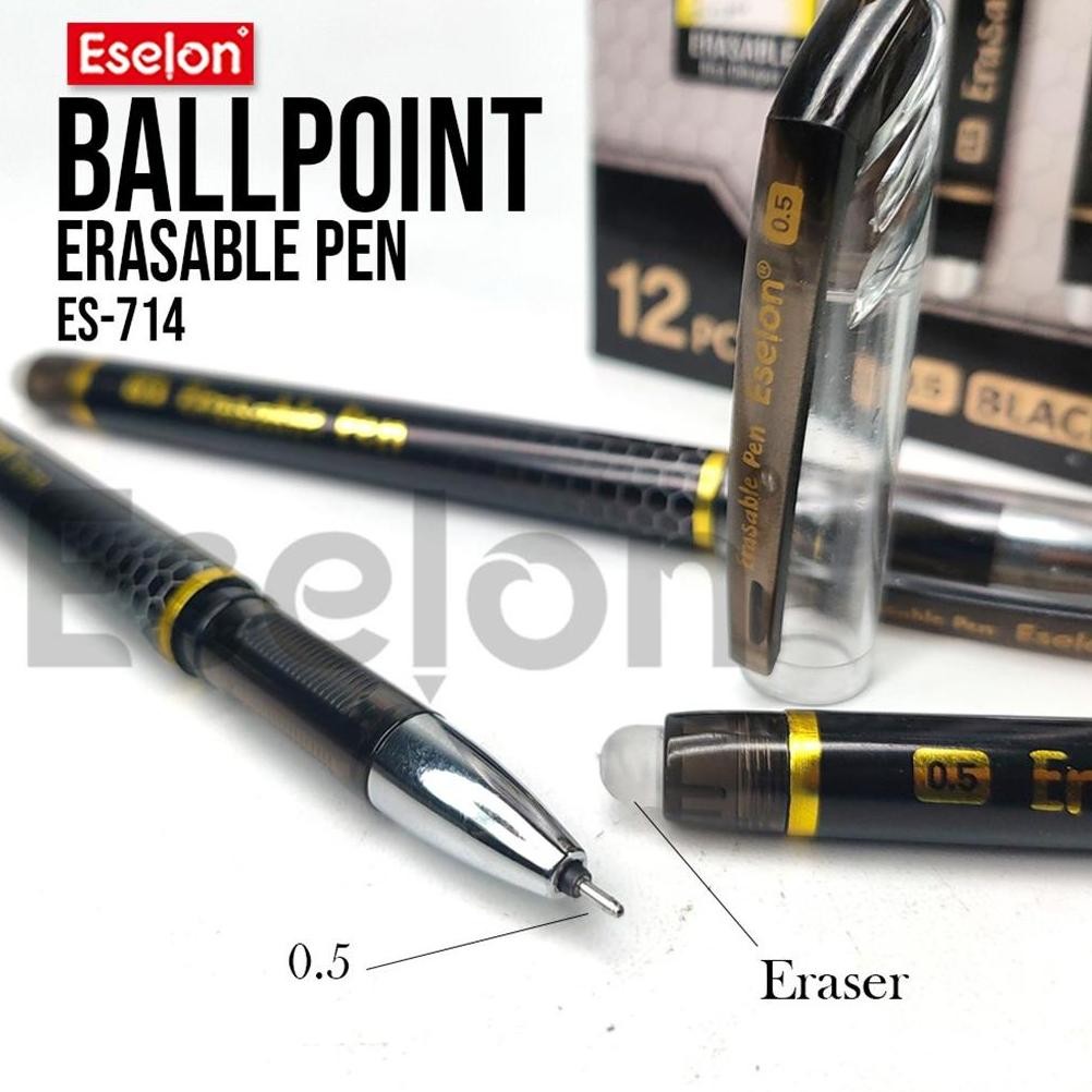 

h-4 12pcs Pulpen HAPUS / Pulpen bisa dihapus / Erasable pen ESELON ES714 Premium