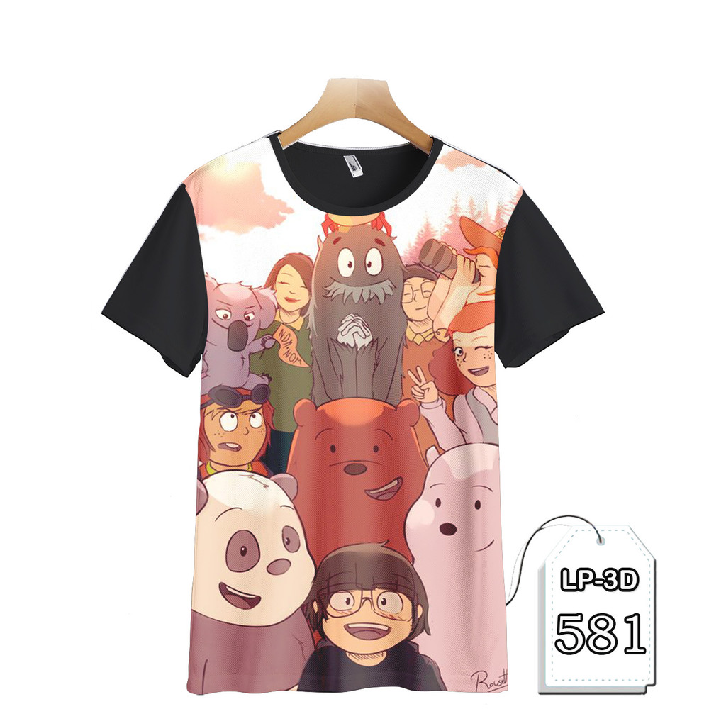 Baju We Bare Bears Baju Anak dan Dewasa Serial Kartun TV Animasi LP3D-581 Kaos Keren
