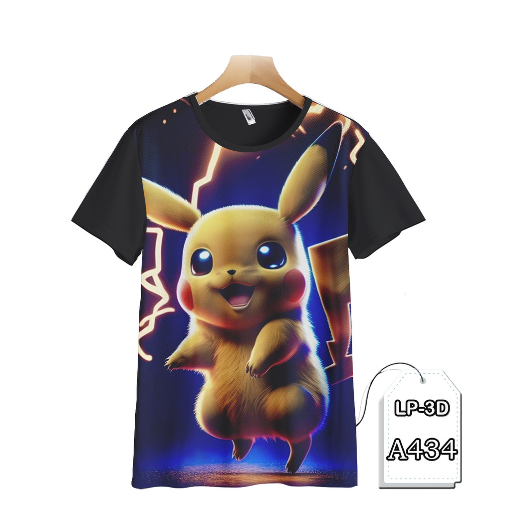 Baju Pikachu Kaos Anak dan Dewasa Pokemon Printing 3D LP3D-A434 Fashion