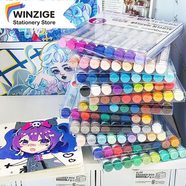 

qw-45 Winzige set 9pcs drawing pen brush pen warna warni acrylic marker spidol akrilik marker calligraphy brush lettering kaligrafi coloring markers art supplies Hemat