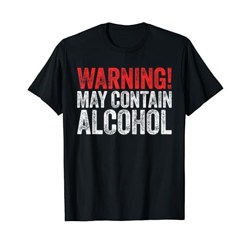 Kaos Pria Hitam Peringatan Mungkin Mengandung Alkohol Kaos Minum Kaos M--4XL