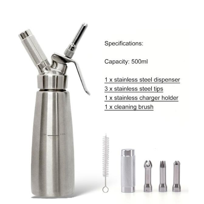 

Baru whipping cream dispenser FULL STAINLESS STEEL whipped cream maker professional proff Buru Order