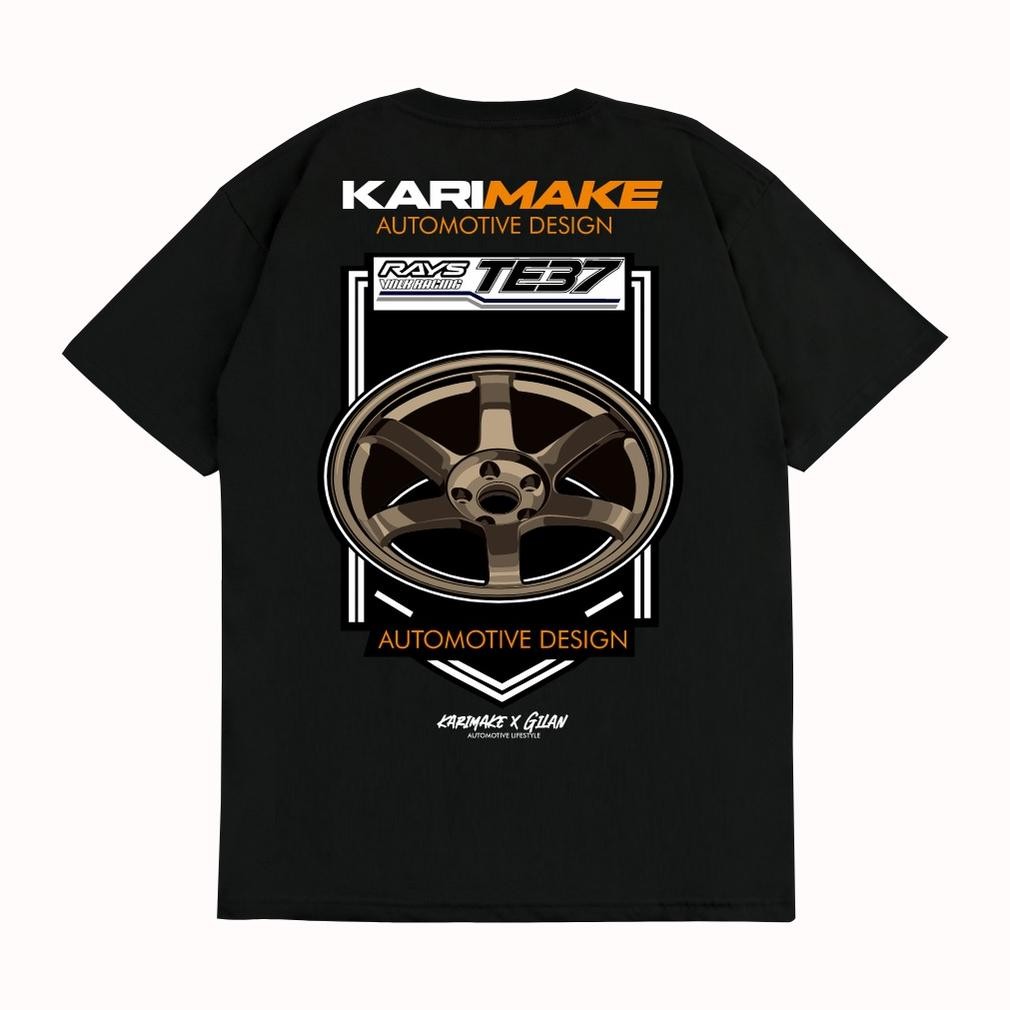 Limited Karimake T-Shirt Velg Rays Te37 Te 37 Automotive Otomotif Garasi Drift Mini Gt Hitam Putih L
