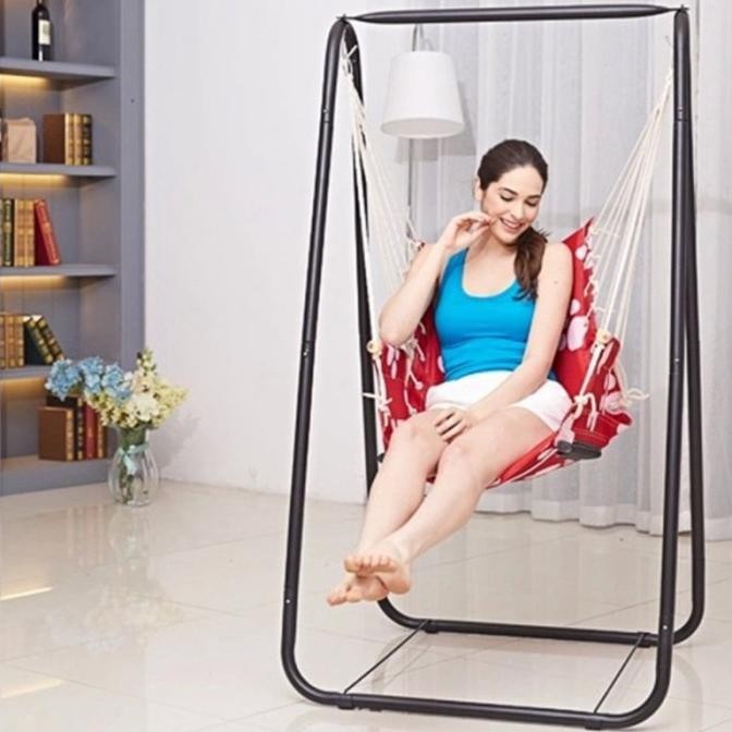 KURSI AYUN TAMAN SANTAI DEWASA ANAK GARDEN SWING CHAIR HALAMAN TERAS FISHING MANCING LIPAT BESI KAIN