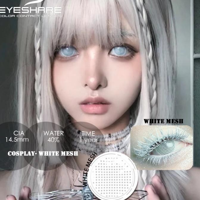 DFR Softlens cosplay Halloween Anime Eyes Makeup White Mesh plano 0.00 TERLARIS
