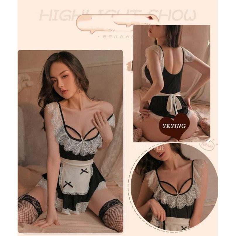 DFR Sexy Lingerie Cosplay Big Size Maid Cosplay Halloween Seragam A588 TERLARIS