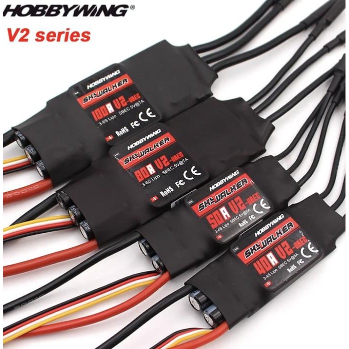 Hobbywing 40A / 50A /60A Skywalker Esc V2 3-6S With Bec Murah