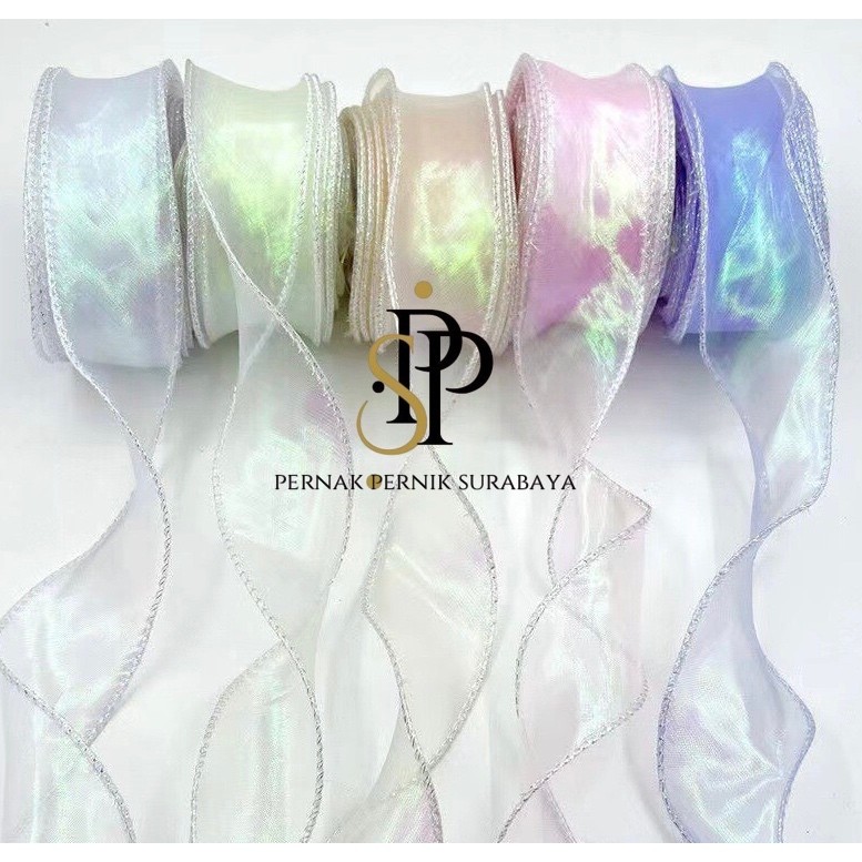 

[4CM X 9 METER] PITA FISHTAIL HOLOGRAM KOREA KOREAN ORGANZA PREMIUM PITA KADO BUNGA BUKET DEKORASI