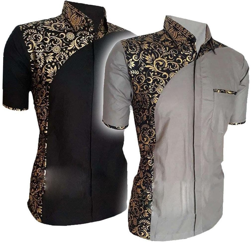 BAJU KOKO LENGAN PENDEK KOKO PRIA DEWASA TERANYAR 2022 KOKO KOMBINASI BATIK PRADA