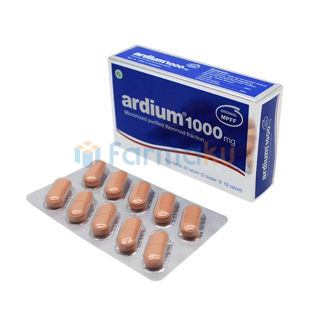 Ardium Obat Wasir Ambeien Hemoroid 1000 mg Strip 10 Tablet