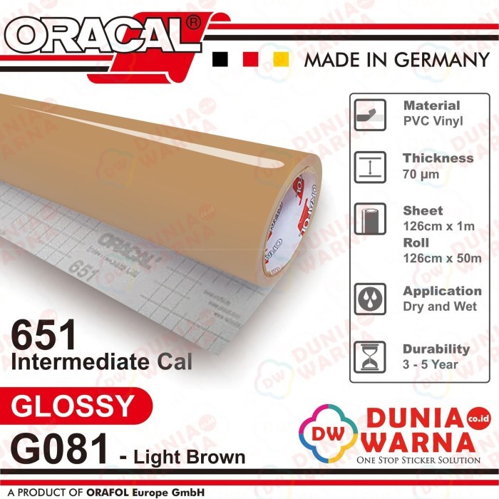 Sticker Oracal 651 081 Light Brown Gloss/Matte(Doff) Meteran Cutting