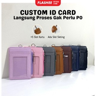 

Terlaris Name Tag Lanyard Resleting ID Card Holder Kulit Custom Logo Satuan SALE