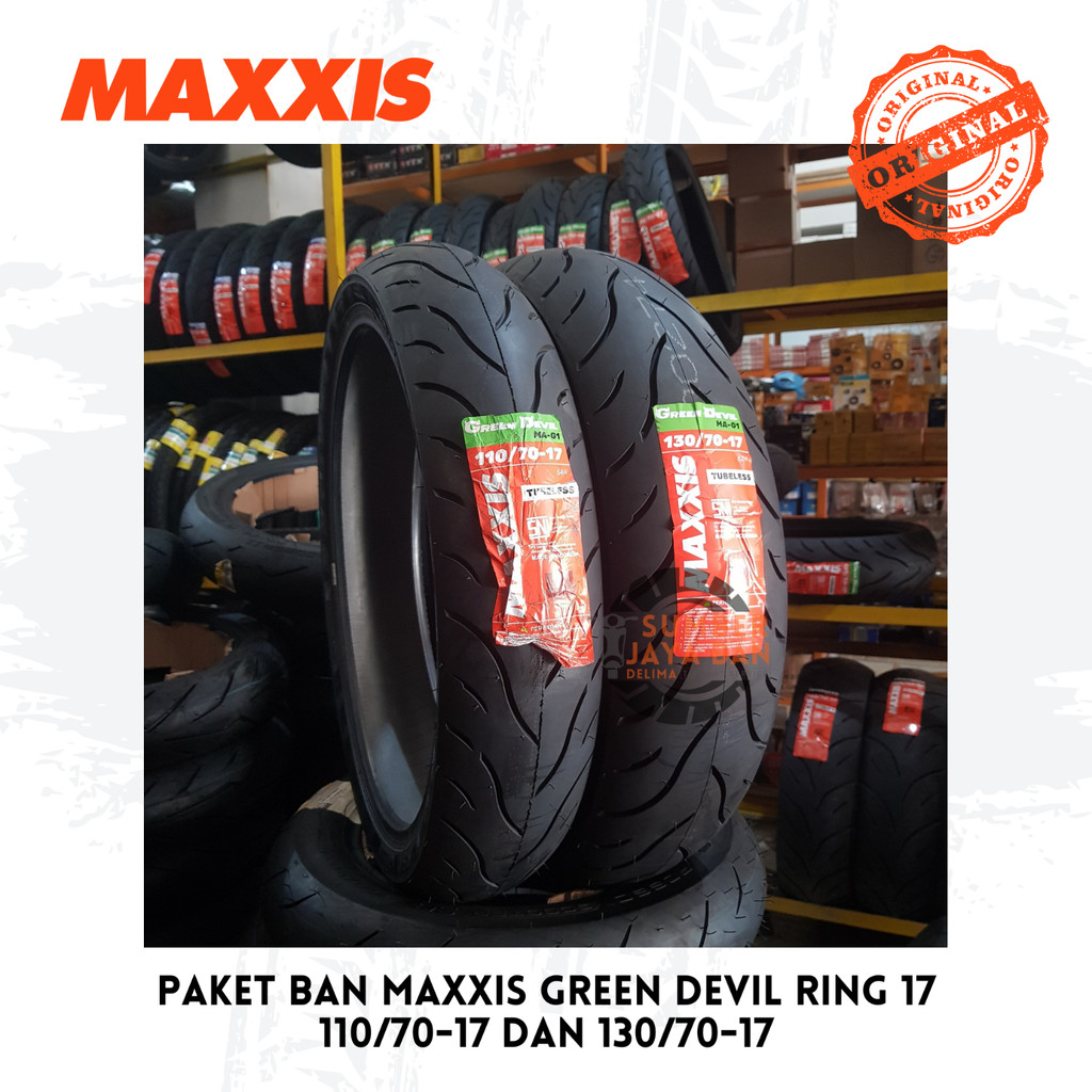 Paket Ban Sepasang Maxxis Green Devil 110/70-17 dan 130/70-17 Ring 17 110/70 dan 130/70 Ban Motor Se