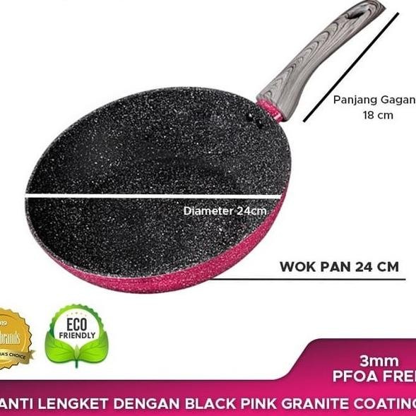 Teflon Keramik Wajan Ful Keramik Teflon Frying Pan Ceramic Marble 24Cm