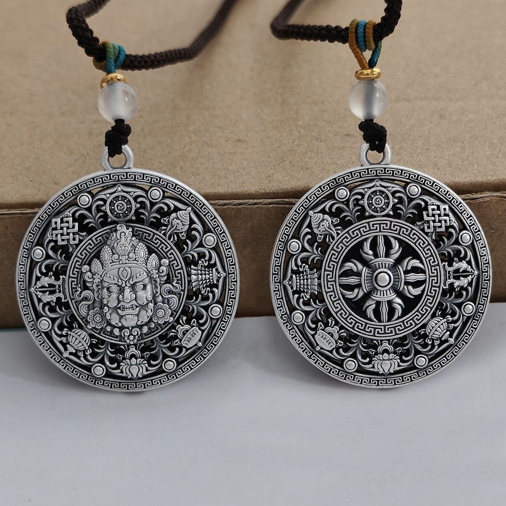 New Chinese Style Yellow God of Wealth Eight Treasure Compass Pendant Men's and Women's Retro Vajra 