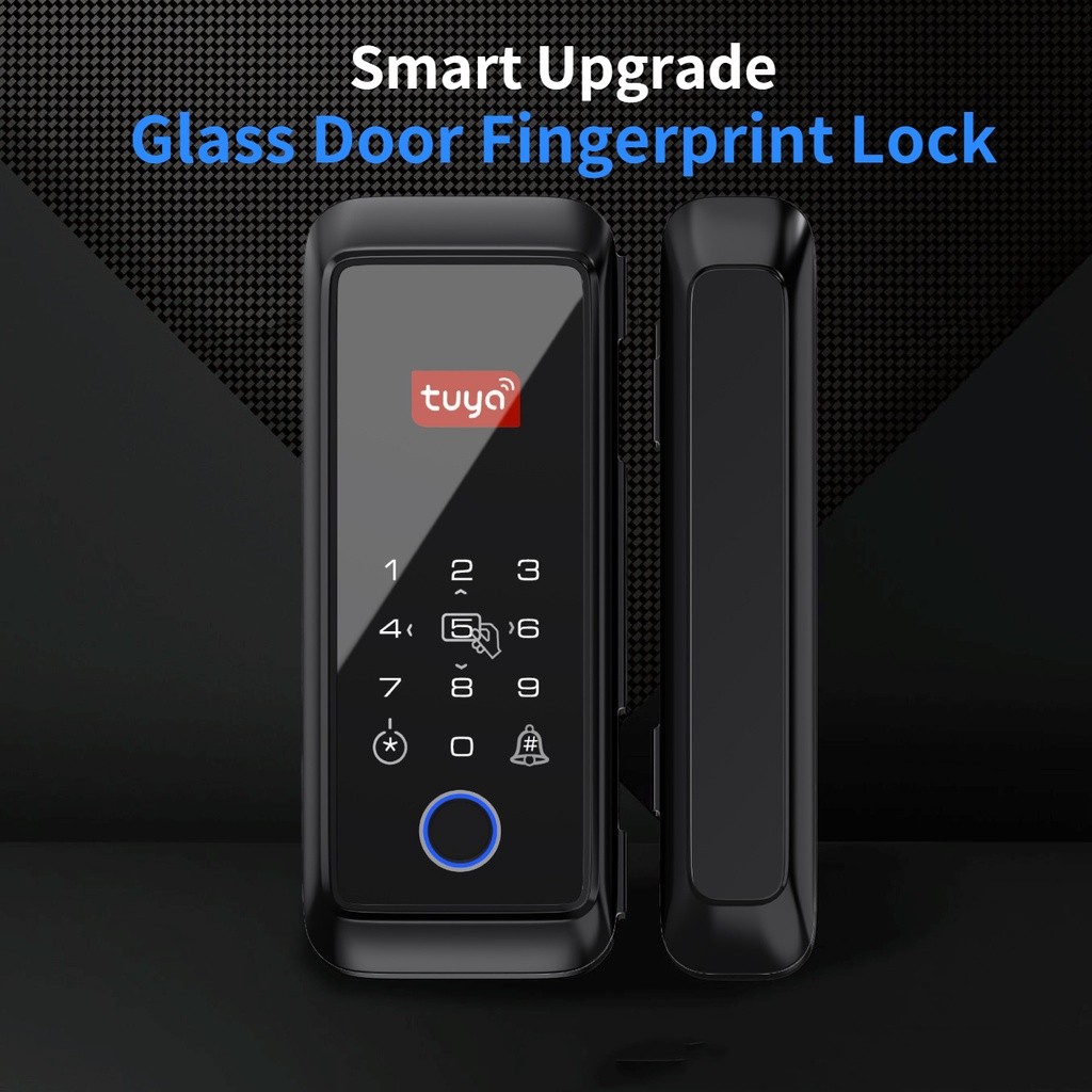Tuya Kunci Pintu Kaca Kait Ganda Kunci Sidik Jari Bluetooth Kata Sandi Pintar Kunci Elektronik Pintu