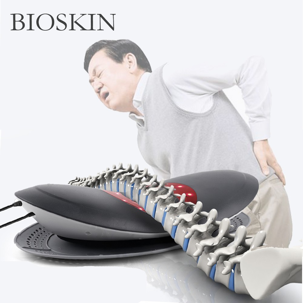 Bioskin Mesin Traksi Lumbar Elektrik Pemijat Pinggang Sabuk Pemanas Pijat Getaran Mendukung Tulang B