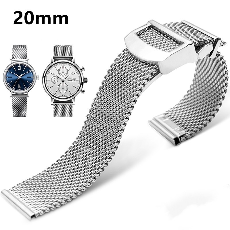Tali Aksesori Jam Tangan Pengganti untuk IWC Pilot 20Mm Gelang Milan Mesh Kupu-kupu Gesper Gelang Ba