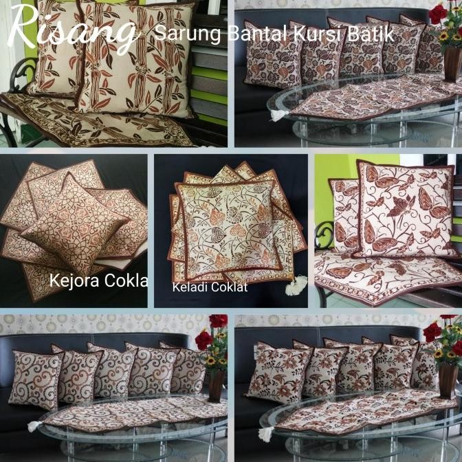 Sarung Bantal Kursi Sofa Set Batik Risang Coklat