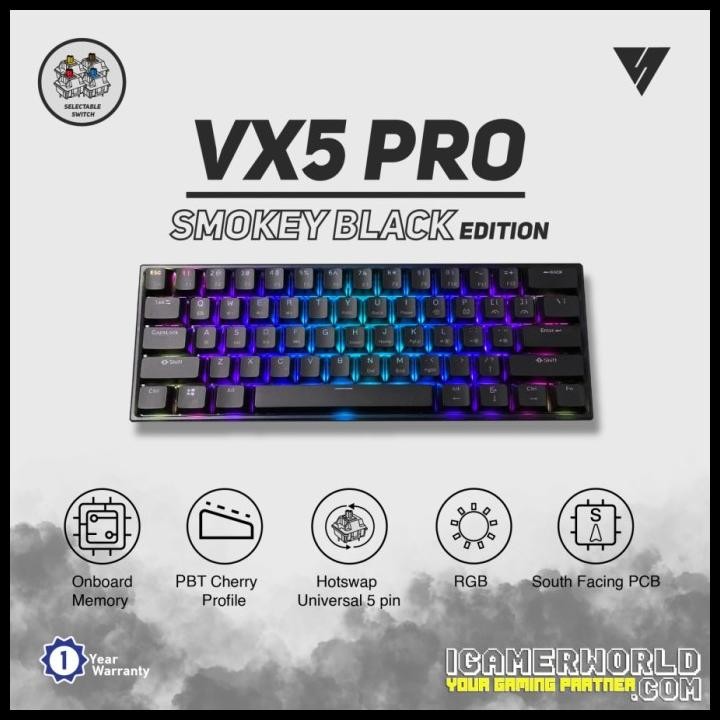 Vortex Series Vx5 Pro Smokey Rgb Hotswap Mechanical Gaming Keyboard