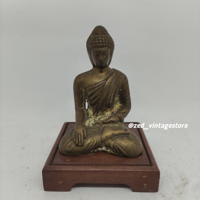 Sani - Patung Budha Bertapa Bahan Kuningan Kecil Pajangan Barang Antik