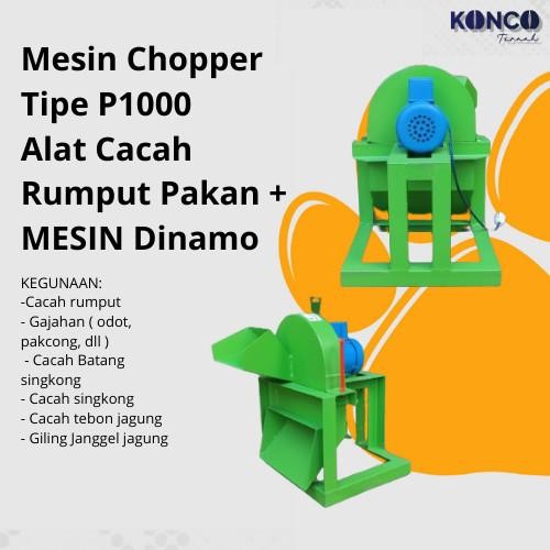 Mesin Chopper Mini C1000 Pencacah Rumput Pakan Sapi Domba + Dinamo Hewan