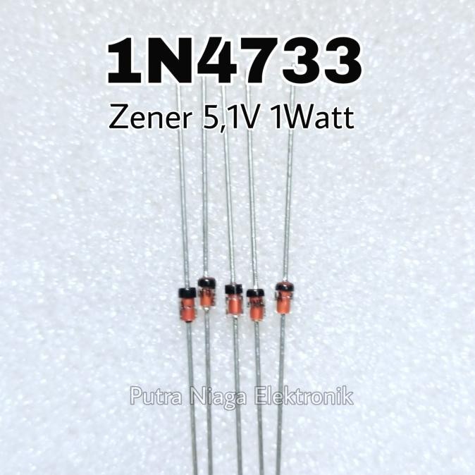 Terbaru Zener 1N4733 1W 5.1V Dioda IN4733 1Watt 5,1V 5V1 putr4n