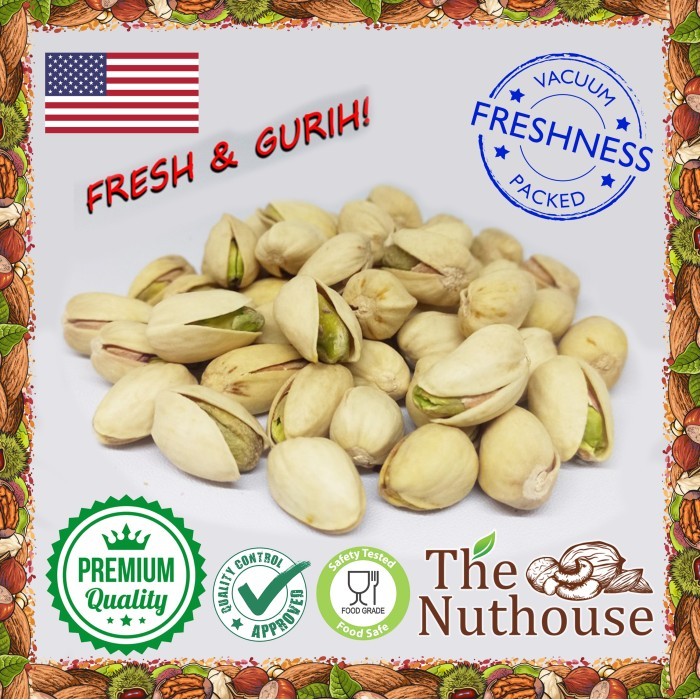 

Terlaris 100gr Pistachio Roasted Salted in Shell 21-25 US Extra no.1 Kacang SALE