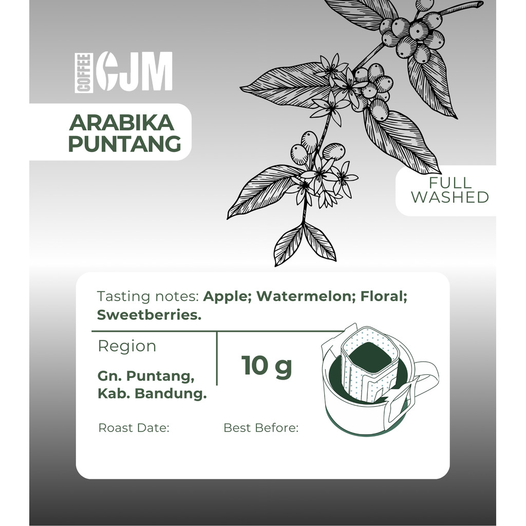 

10Gr DripBag Arabica Puntang | CJM Coffee House | Kopi Premium Super Asli | Dripbag | Kopi Instan