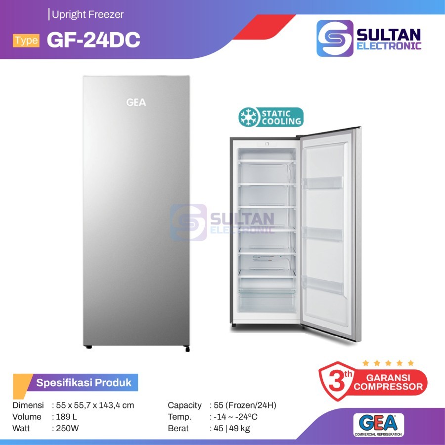 GEA GF24DC / GF 24DC / GF-24DC Upright Freezer / Kulkas Freezer