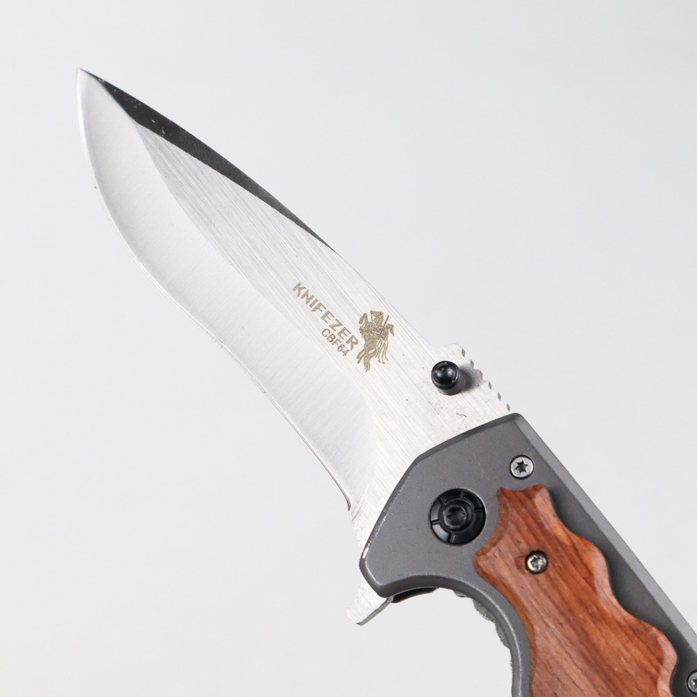 KNIFEZER Blade Pisau Lipat Berburu Knife Wooden Handle - CBF64