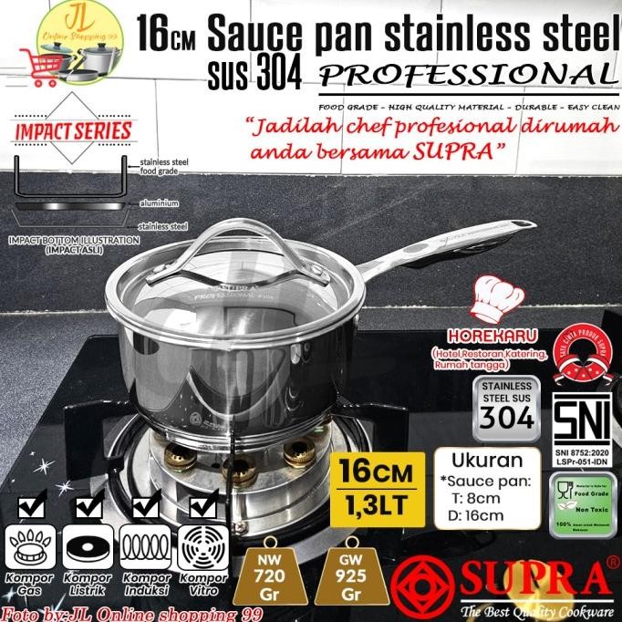 SUPRA panci fry pan 26cm stainless steel SUS 304 impact bottom professional cookware series / wajan 