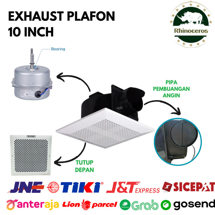 Exhaust Fan Plafon 10 Inchi Kipas Plafon 10 Inch Kipas Blower Hexos Angin Hisap Kipas Kamar Mandi