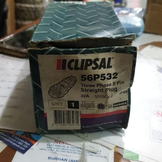 [ R.A.B ] Straight Plug Industrial Clipsal 56P532 32 Amp 50Hz 500V Ip66 5 Pin