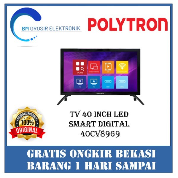 Toko Bakia -- POLYTRON TV LED 40 INCH PLD 40CV8969 SMART DIGITAL TELEVISI