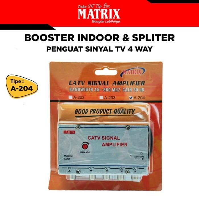 Booster Indoor Dan Spliter Matrix A-204 Penguat Sinyal Tv 4 Way