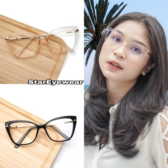 Frame Kacamata Cat Eye Wanita Free Lensa Minus Antiradiasi - SE95825