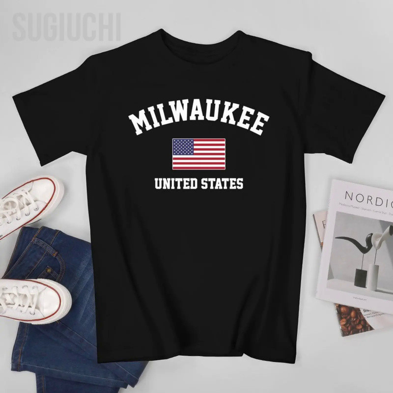 Milwaukee Dari Amerika Serikat Kaos Pria Kota Amerika Serikat Tshirt Tshirt Pakaian/200g kapas murni