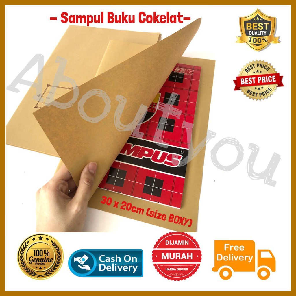 

Sampul Buku Coklat BOXY samson tebal POLOS gambar Label Nama 20 lembar