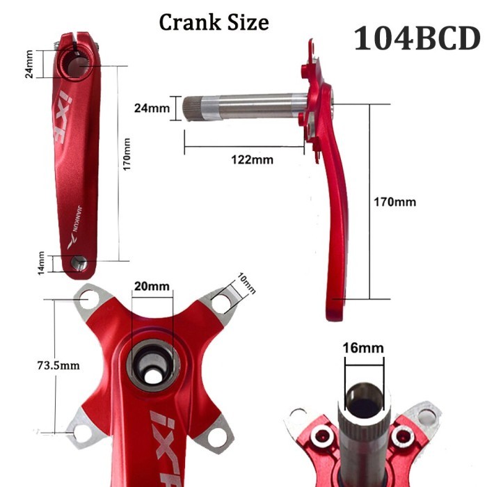 Crankset Crank Arm Ixf Jiankun Bb Hollowtech Ht2 Bcd 104 Mtb Alloy Bmx